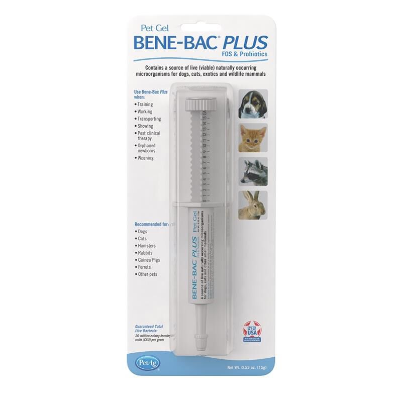 PetAg Bene-Bac Plus FOS & Probiotics Gel for Pets, 15 gm syringe