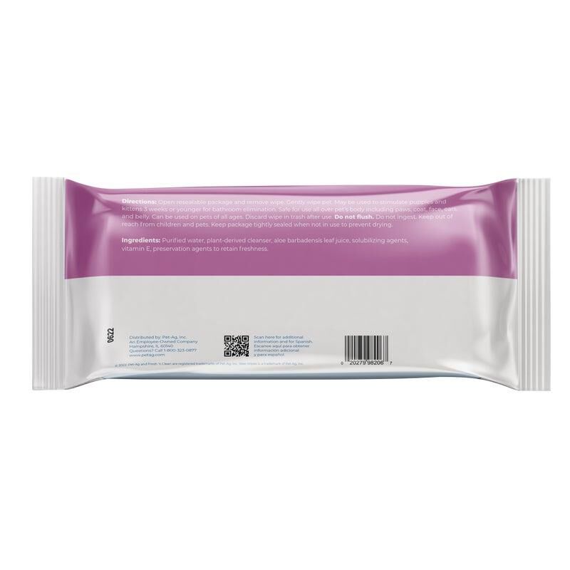 PetAg Fresh & Clean Wee Wipes for Puppies & Kittens, 64 ct