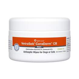 VetraSeb CeraDerm CB Antiseptic Wipes for Dogs and Cats, 30 Count