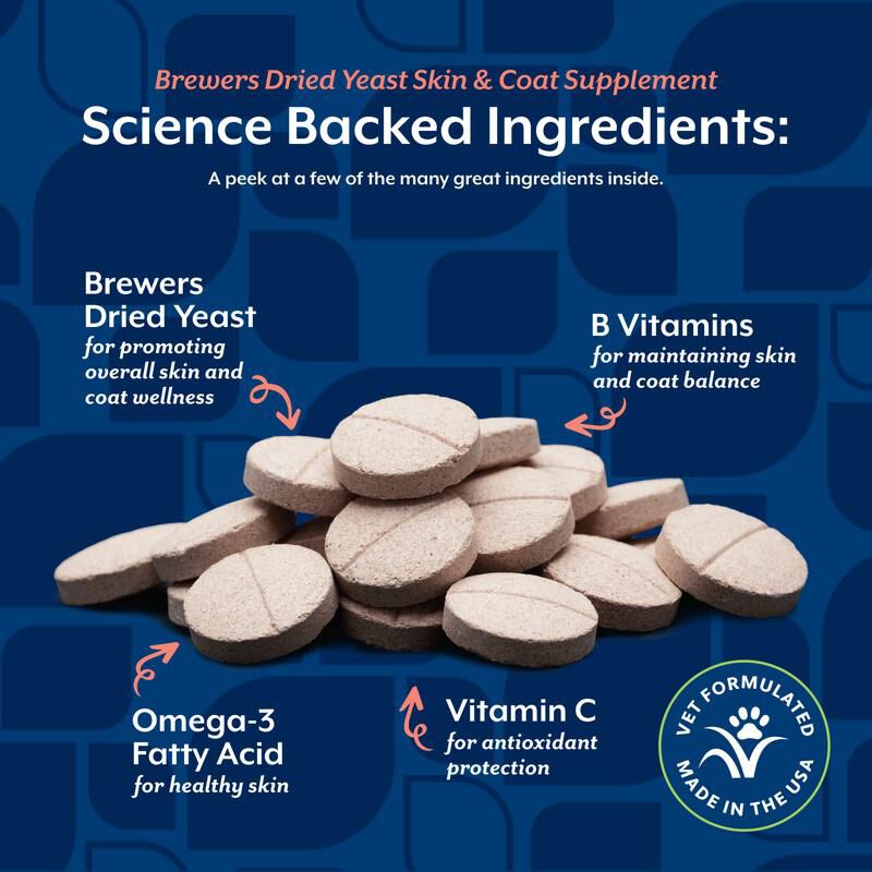 NaturVet Brewer's Dried Yeast Formula plus Omegas, 1000 Chew Tabs