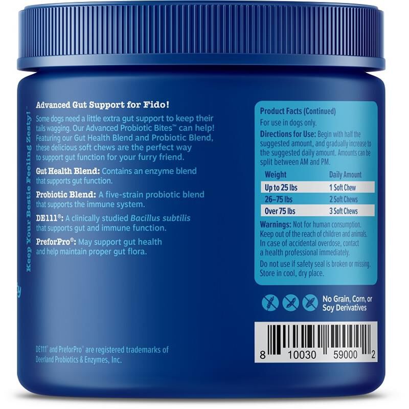 Zesty Paws Advanced Probiotic Bites Digestion Supplement for Senior Dogs Chicken Flavor, 90 soft chews