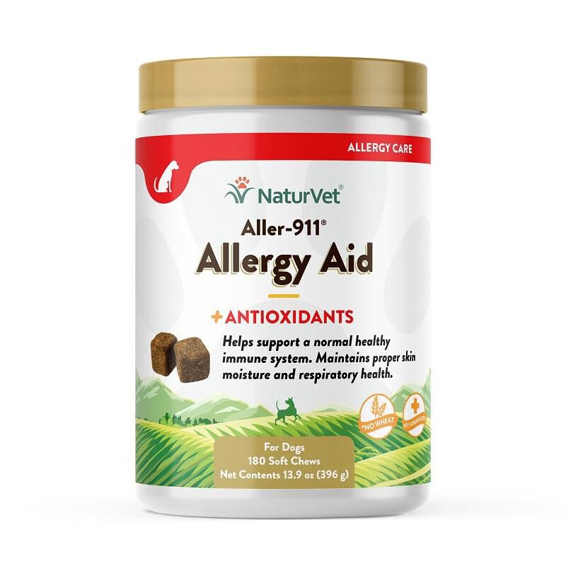 NaturVet Aller-911 Allergy Aid Plus Antioxidants Soft Chews for Dogs and Cats, 180 ct