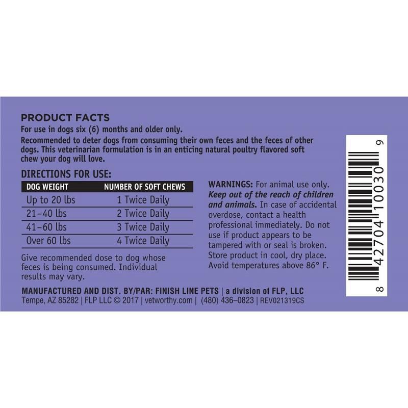 Vet Worthy Stop Stool Ingestion Soft Chews for Dogs, 45 ct